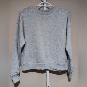 Truth by Republic (Size SP) Heather Grey Decorative Crew Neck Sweatshirt (NWT)